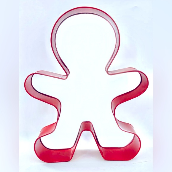 EXTRA LARGE RED METAL GINGERBREAD COOKIE CUTTER DECOR - Picture 1 of 2